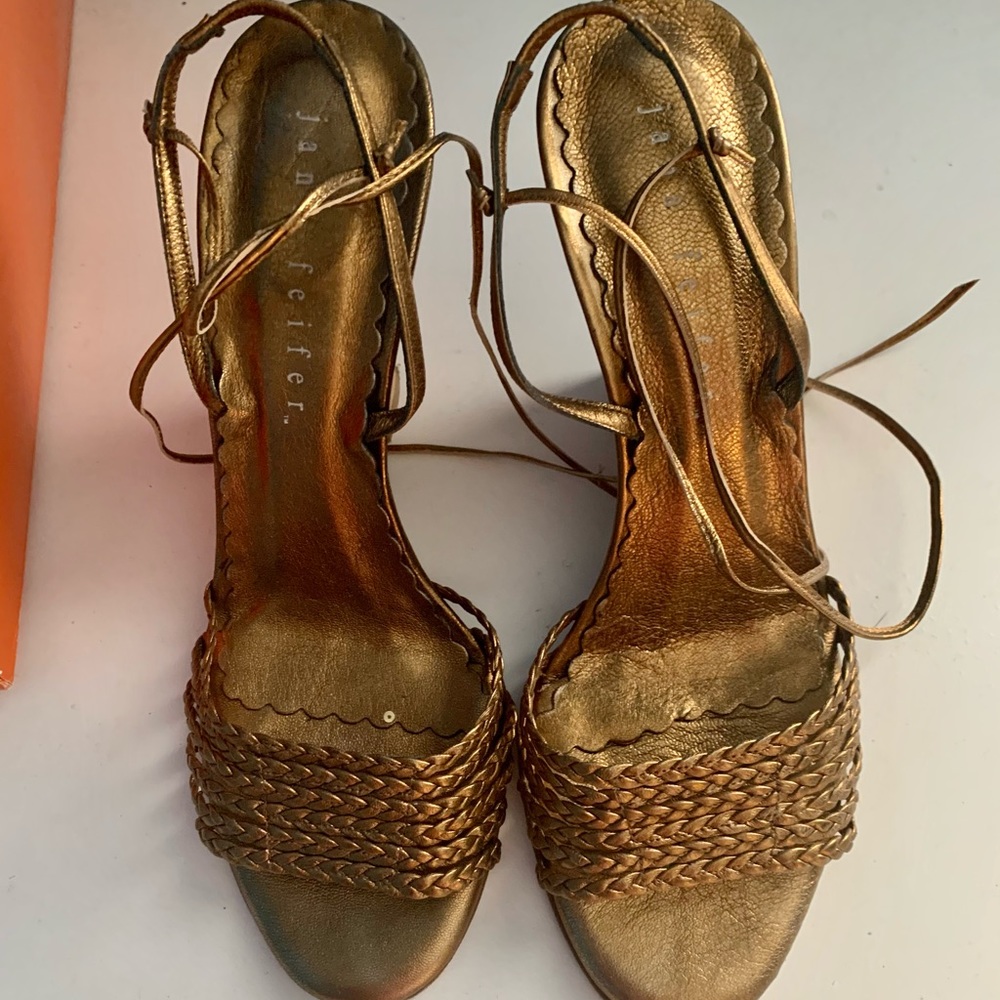 Jana Feifer Bronze Wedge Shoes Size 8